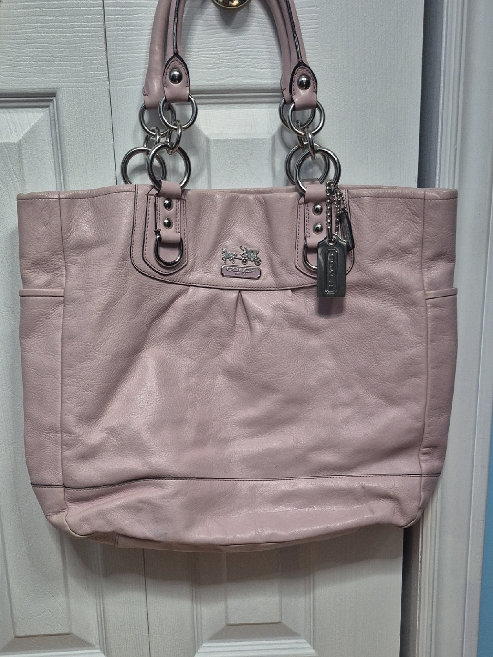 Coach Blush Pink Leather Tote with Silver Hardware